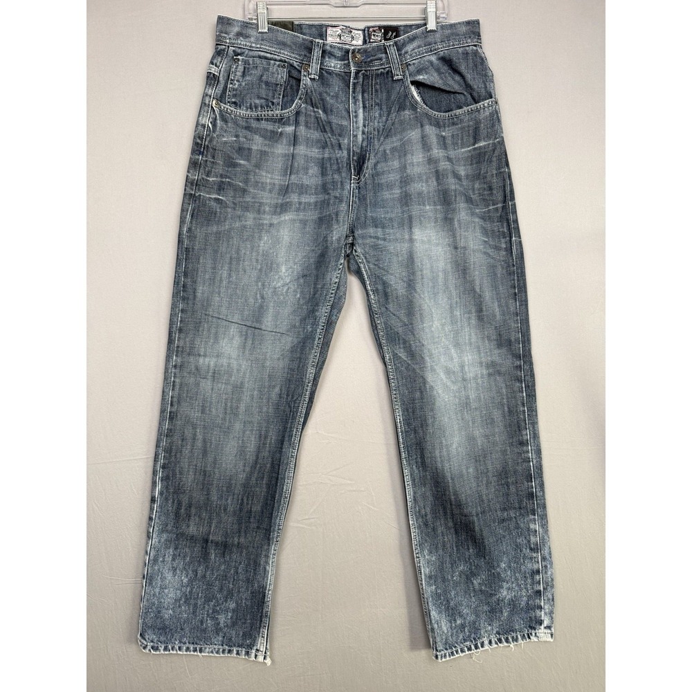 Vintage AKDMKS Jeans Mens 38 Blue Denim Whiskers Distressed‎ Skater 90s Y2K